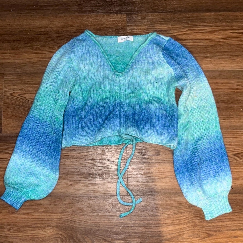 Linen Rose Boutique Sweater SMALL teal/blue